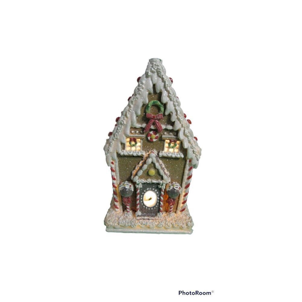 Vintage Cracker Barrel Christmas Homespun Light Up Candy Gingerbread House w/Box